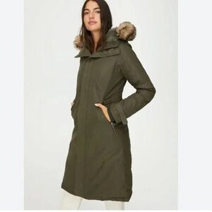 TNA Avoriaz Coat Army Green Mid-Length Goose-Down Lined Parka Jacket